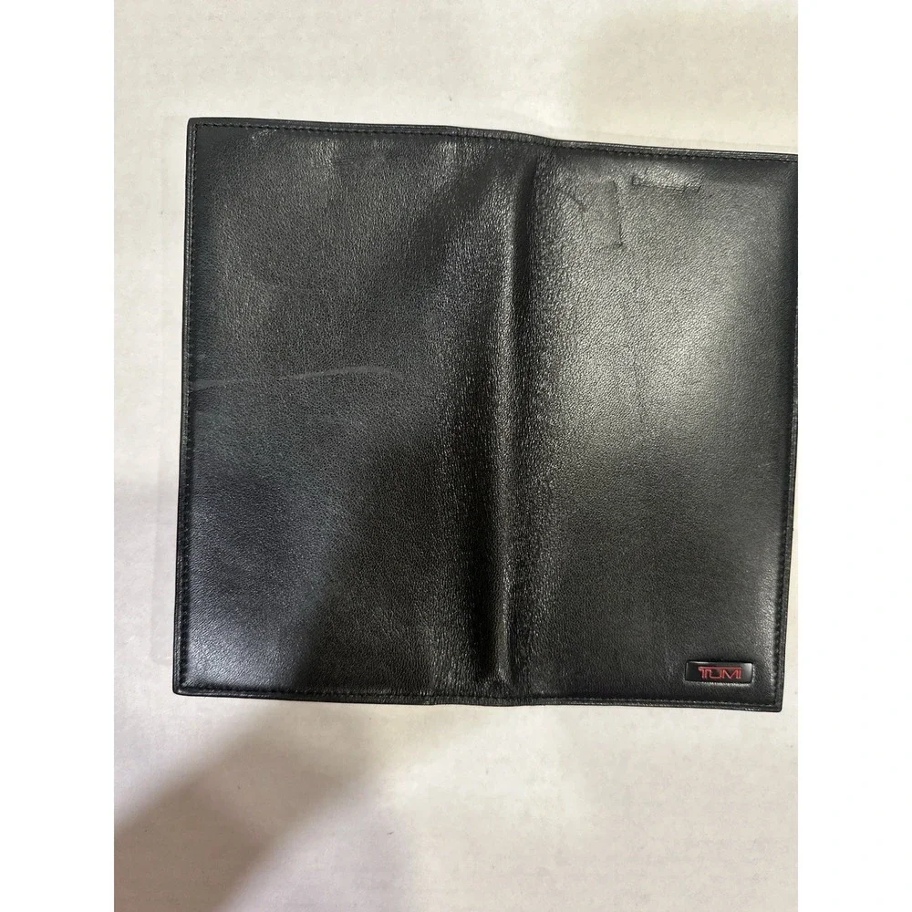 TUMI Black Leather Wallet Red Logo New No Tags